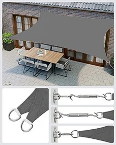 SONGMICS napvitorla 2x3 m füstszürke