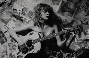 Poszter 86,4x56,8cm Fiatal gitárosnő