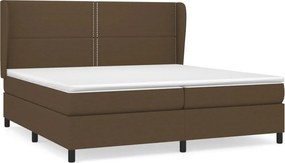 vidaXL sötétbarna szövet rugós ágy matraccal 200 x 200 cm
