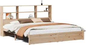 vidaXL tömör fenyőfa könyvespolcos ágy matrac nélkül 180 x 200 cm