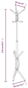 fekete porszórt vas ruhafogas 176 cm
