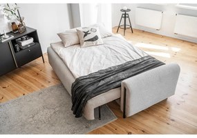 Világosszürke buklé kinyitható-tárolóhelyes kanapé 244 cm Arcadova – ELTAP