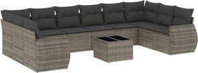 vidaXL 11 részes szürke polyrattan kerti ülőgarnitúra párnákkal