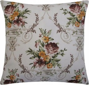 Dekoratív párnahuzat Natura stílusos barna virágok 45x45 pamut teraszra