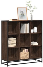 barna tölgy szerelt fa és fém könyvszekrény 97,5x33x107,5 cm