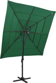 vidaXL 4 szintes zöld napernyő alumíniumrúddal 250 x 250 cm