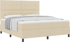 vidaXL Boxrugós ágy matracmal fejtámlával Krém 180 x 200 cm szövet