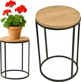 Virágágyás álló kerek fém dohányzóasztal loft virágtartó állvány 40 cm