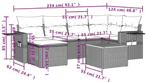 7 részes bézs polyrattan kerti ülőgarnitúra párnákkal