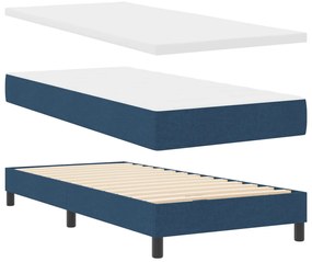 vidaXL Boxspring ágy matraccal Kék 90 x 190 cm Szövet és Mérnöki Fa