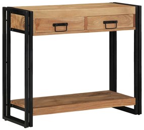 Kisasztal Fekete 90x33x75 cm Tömör akácfa és fém