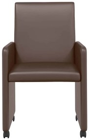 vidaXL Kerekes Étkező Székek 2 pcs Barna 57 x 66 x 94 cm Műbőr