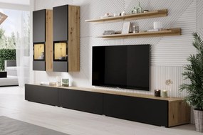 Baros 10 nappali szekrénysor artisan-tölgy / matt fekete