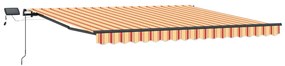 Kézi behúzható napernyő LED világítással sárga és narancs 450x300 cm