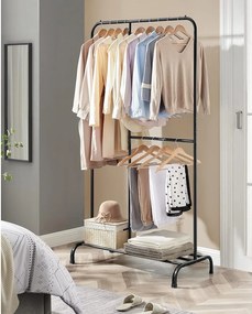 Ruhatartó, ruhaállvány állítható akasztórúddal, fekete