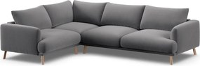Szürke bársony sarokkanapé (bal oldali-L alakú) Naomi – Micadoni