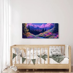 Kép - Lila táj teljes holdfénynél (120x50 cm)