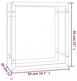 fekete acél tűzifatároló állvány 50 x 28 x 56 cm