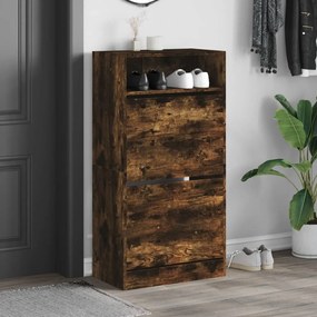 füstös tölgy színű szerelt fa cipőszekrény 60x34x116 cm