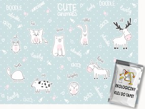 Fotótapéta Flizelina Gyerekek Doodle Játék Állatok 100x75 ragasztó