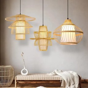 Immax 08255L - Csillár zsinóron PINCHOS 1xE27/40W/230V átm. 50 cm bambusz