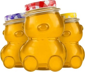 12x Üveg befőttesüveg maci 150ml Mézes lekvár fűszerek mini befőttes üvegek