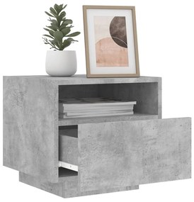 betonszürke éjjeliszekrény LED-világítással 40 x 39 x 37 cm