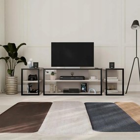 Tv állvány szett 2 lerakóasztal Houseland Echo mokka/fekete