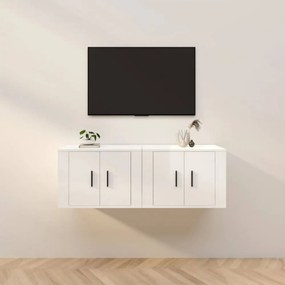 2 db magasfényű fehér fali TV-szekrény 57 x 34,5 x 40 cm
