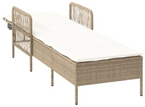 Napozóágy Bézs és krém színű PE Rattan 157 x 55 x 92 cm