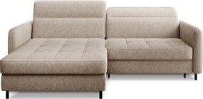 Bézs zsenília kinyitható-tárolóhelyes sarokkanapé (bal oldali-heverő résszel) Gomsi – ELTAP