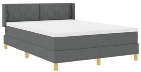 Boxspring ágy matraccal sötétszürke színben, 140 x 200 cm, textil