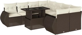 vidaXL 9 részes barna polyrattan kerti ülőgarnitúra párnákkal
