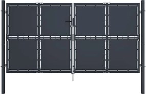 vidaXL antracit színű acél kerti kapu 300 x 175 cm
