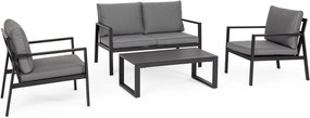 Antracitszürke alumínium négyszemélyes kerti lounge szett Hilde – Bizzotto
