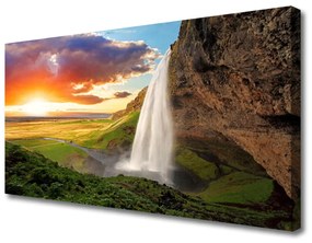 Vászonkép Mountain Waterfall Természet 125x50 cm