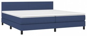 kék szövet rugós és LED-es ágy matraccal 200 x 200 cm