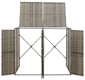 szürke polyrattan dupla kerekeskuka tárolófészer 140x80x117 cm