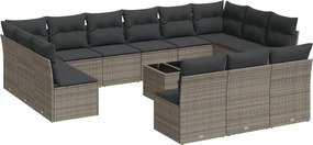 vidaXL 14 részes szürke polyrattan kerti ülőgarnitúra párnákkal