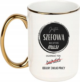 Bögre Fehér Arany Fül Nagy 440ml Vicces Ajándék Főnöknek