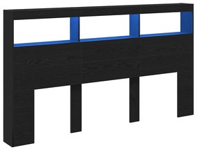 fekete tölgy színű áthidalószekrény LED-ekkel 180 x 17 x 102 cm