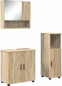 vidaXL Fürdőszoba bútor szett ajtóval 3 pcs Sonoma tölgy Faanyag & Fém