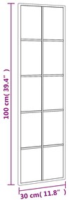 fekete téglalap alakú vas fali tükör 30 x 100 cm