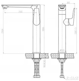 Invena Dokos, magas mosogató csaptelep, króm, INV-BU-19-WB1-V