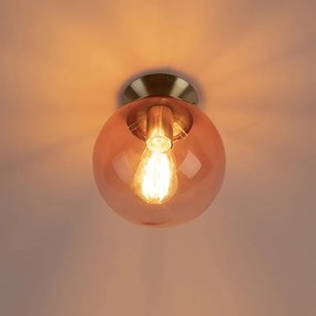 Art Deco mennyezeti lámpa rézzel és rózsaszín üveggel - Pallon