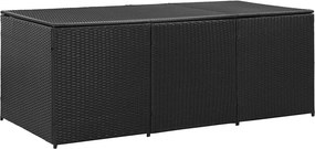 Fekete Polyrattan Kerti Tárolóláda 180 X 90 X 70 Cm