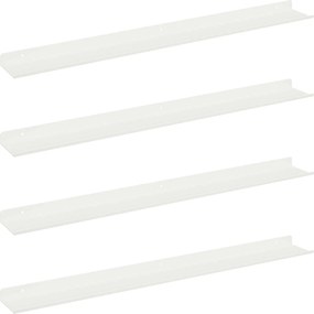 vidaXL Lebegő polc Falra szerelhető 4 pcs Fehér 80 x 9 x 2,5 cm Acél