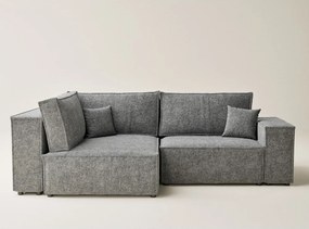 Szürke zsenília kinyitható-tárolóhelyes sarokkanapé (bal oldali-L alakú) Tonga – Maison de Rêve