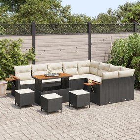 Kerti Kanapé Szett 13 pcs Fekete és krémszínű 110 x 55 x 71 cm