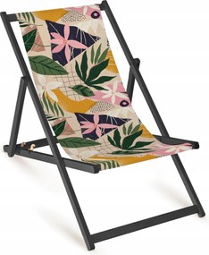 Fullprint Nyomott Mintás Fa Kerti Napozóágy Strapabíró Összecsukható Napozóágy